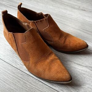 Lucky Brand Joelle Leather Shooties 8.5 M Western Booties Womens Cognac Cowgirl